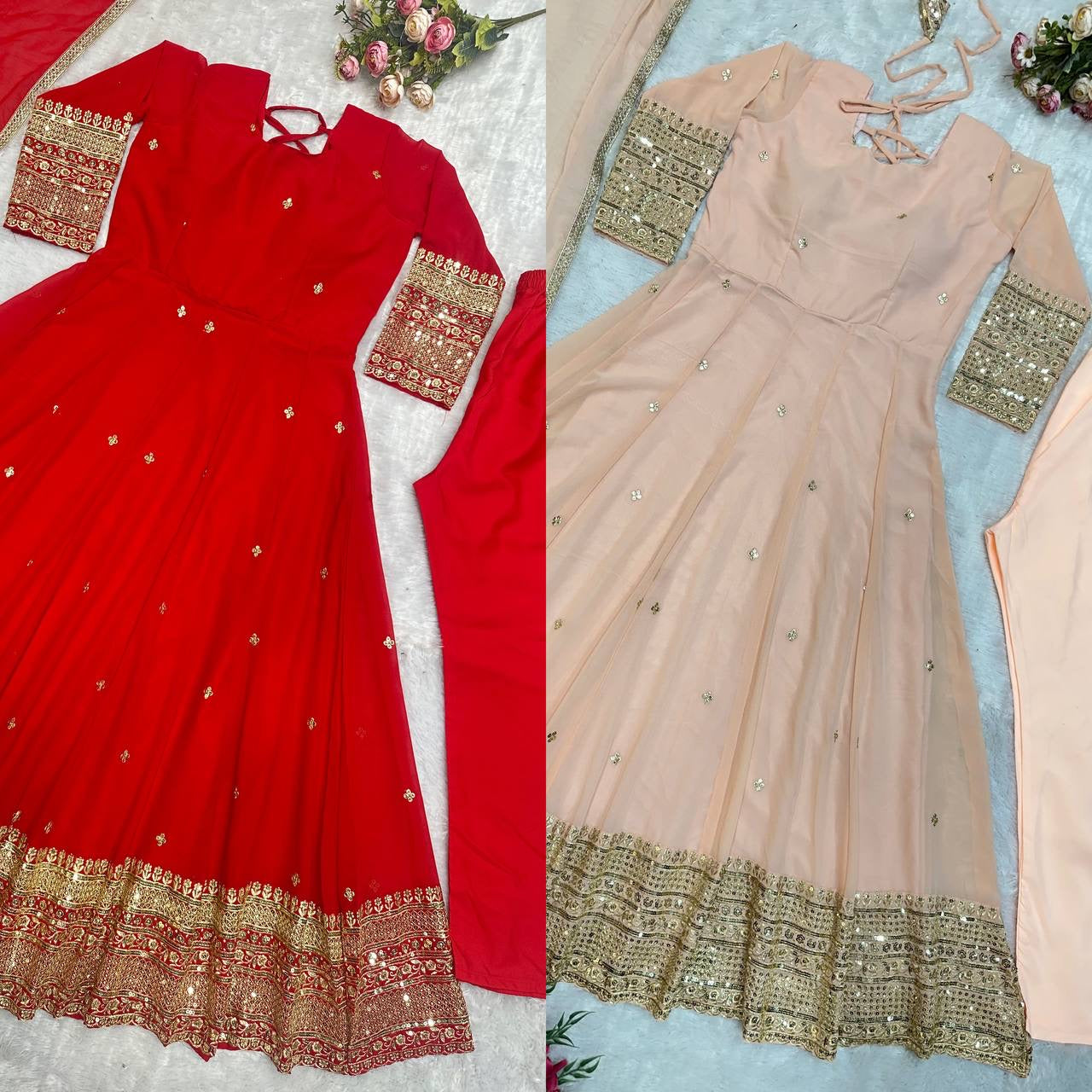Red Anarkali Set – Handworked Elegance in Georgette
