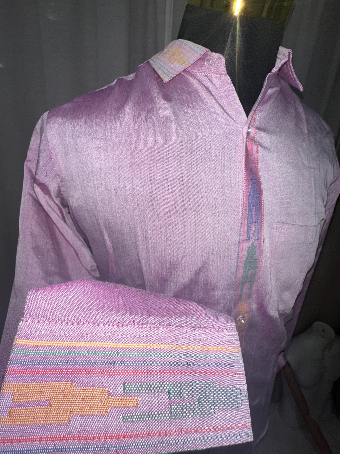 Soft Lavender Handwoven Dhaka Shirt