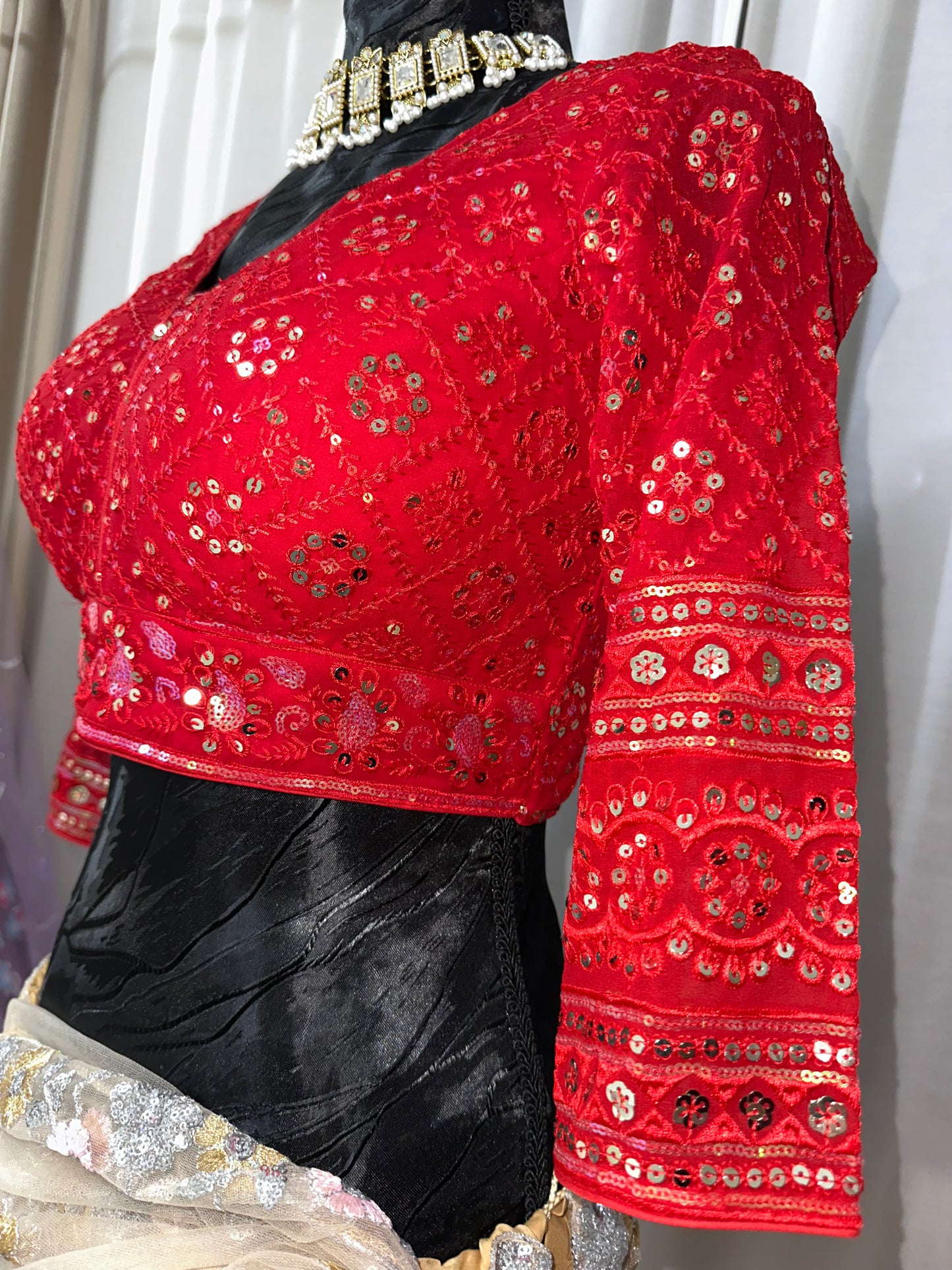 Red Hand-Embroidered Blouse (Choli) – Festive Wear