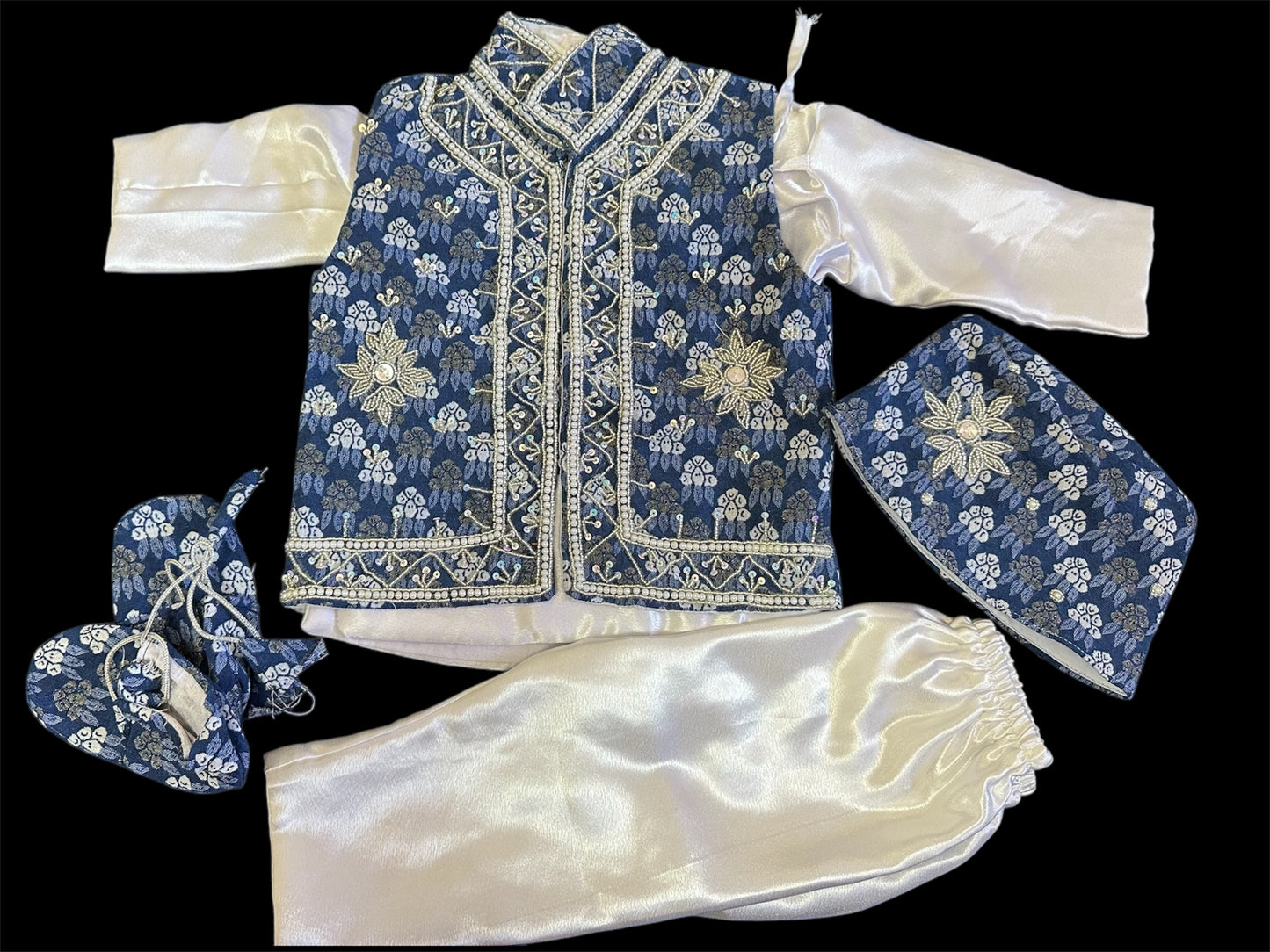 Blue Dhaka Boy Pasni Set