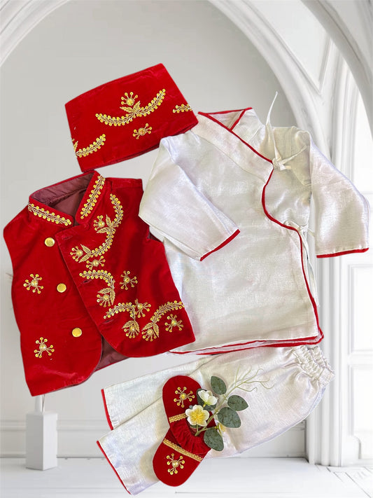 Baby Boy Red Pasni set