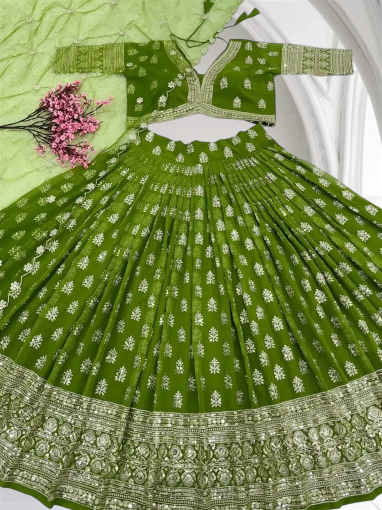Heavy Faux Georgette Lehenga Set