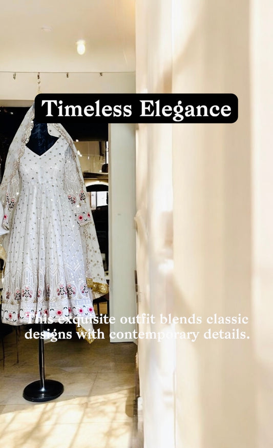 Pack of Two Premium Anarkali Sets – Pink & White | Boutique-Finished 3-Piece Collection