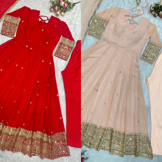Red Anarkali Set – Handworked Elegance in Georgette