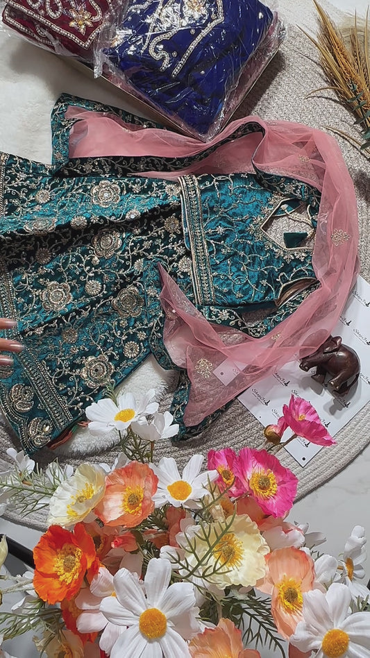 Cute Girl Velvet Lehenga On Sale